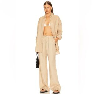 AEXAE Beige Linen Drawstring Pants